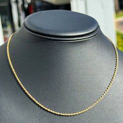 Jewelry 14k solid yellow gold Rope necklace chain 16.00" 1.30mm w barrel lock