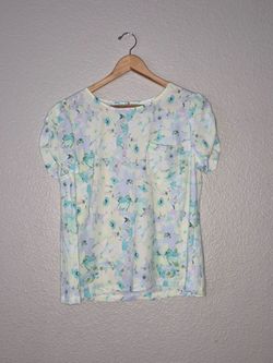 NWOT LC Lauren Conrad Women's Multi-Color Shortsleeve Blouse Size: Large