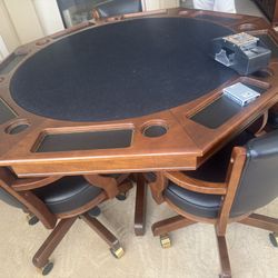 Wooden Gaming Table & 6 Chairs