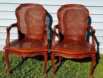 (2) Vintage Thomasville Country French Cane Back & Seat Armchairs 19.7.26