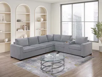 Brand New Grey Corduroy Sectional Sofa