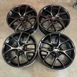New Set 18 Inch BBS Style Black Wheels Rims 18x8 +35 (5x120) CB: 72.6