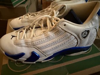 Air Jordan 14 White Blue Sneakers. Size 6.5