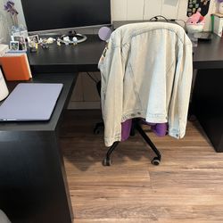 IKEA MALM Pull Out L Shaped Black Desk