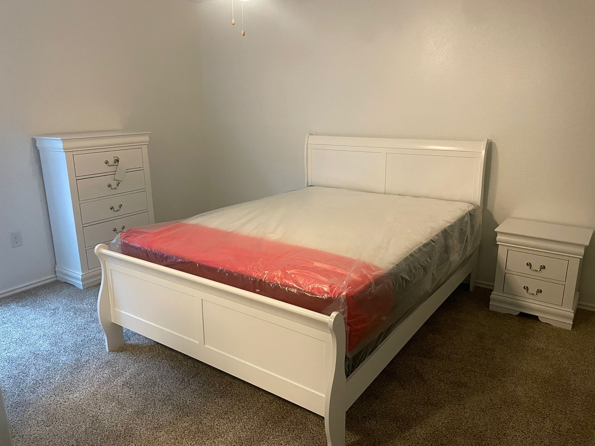 Queen Bed Frame White With Mattress Set