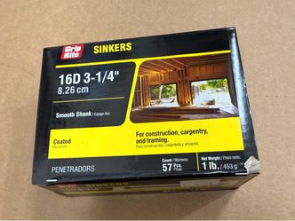GRIP RITE Smooth shank SINKER NAILS 3-1/4 inch x 9 Gauge 16-penny vinyl coated