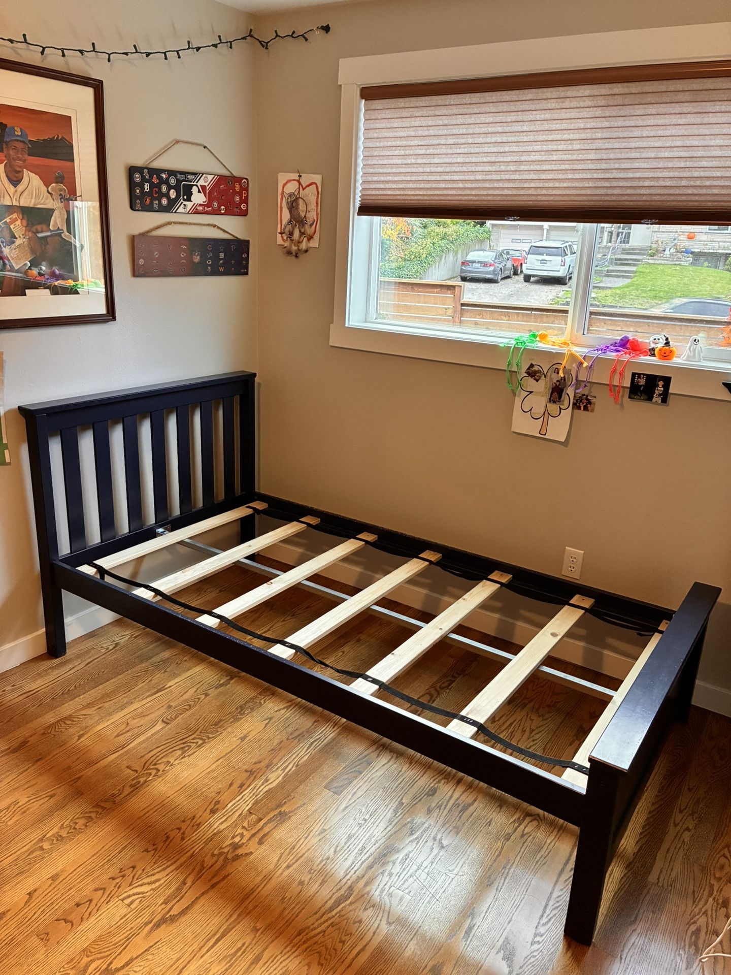 Twin Bed Frame, Twin Mattress, Dresser