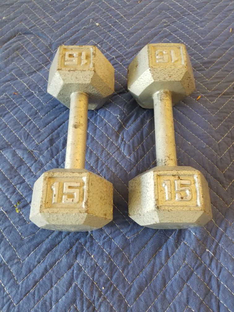 DUMBBELLS a PAIR of 15s in GREAT CONDITION