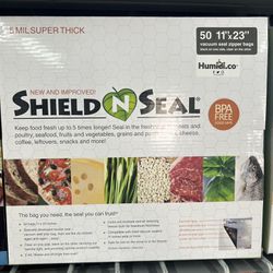 Shield N Seal 11”x 23” 50 Ct Vacuum Sealer Bags (Black/Clear)