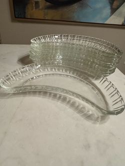 Glass Crescent Moon Dishes Set of 6
