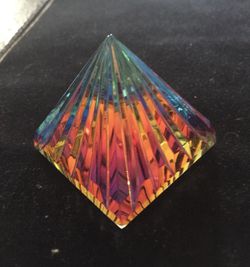 Crystal fluted cut paperweight