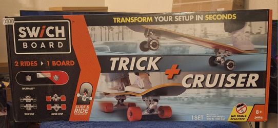 Skateboard Swichboard 2-in-1 Trick and Cruiser Deck Complete Set *New In Box*
