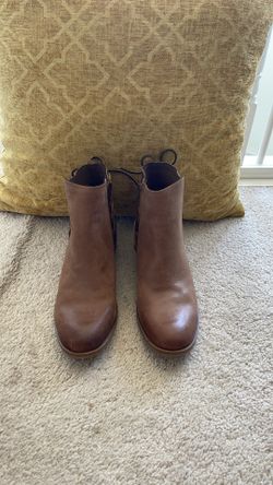 New Women Brown Leather Booties 7.5 Shoes 