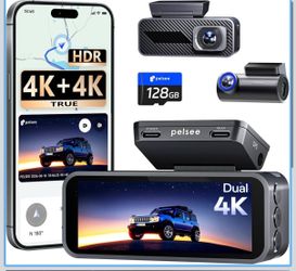 Pelsee S1 Pro 4K Dash Cam Front & Rear – Brand New $65
