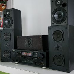 Home Theater Stereo Receiver And  Speakers 
