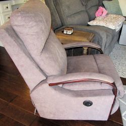 Recliner Chair Grey Fabric With Power Recline And USB