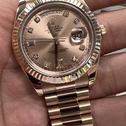 Rolex 41mm Rose Gold With Card Factory Diamonds Buy Sale Trade Richard Mille Patek 24k Gold 