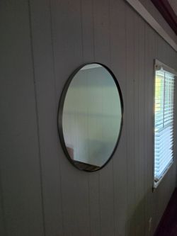 ANDY STAR Brushed Nickel Round Wall Mirror — Like New