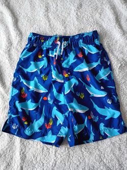 Boy's Shark Swim Shorts Size Medium 7/8