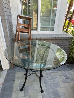CURB ALERT: Glass Table and Wooden Ladder