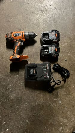 Rigid Drill 18v, Charger And 2 Batteries.