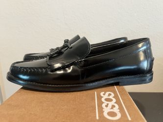 Men's Black Loafer W/Fringe Size 10