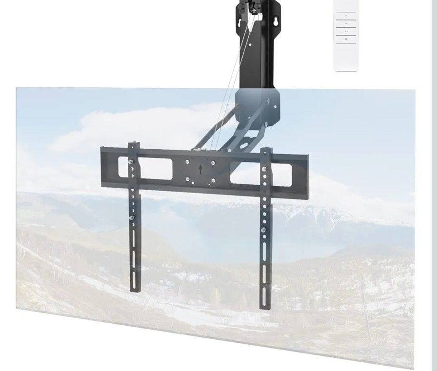 Motorized Fireplace TV Wall Mount for 32 to 75 inch Screen up to 88 lbs, Drop Down TV Mount Height-Adjustable, Black