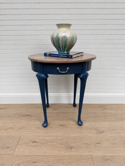 Harden Solid Cherry Queen Anne Tea Table — Refinished Navy w/ Pull-Out Slides