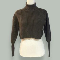 Shein Olive Green Cropped Turtleneck Sweater, Size M, MSRP $22