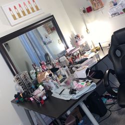 ikea desk and mirror