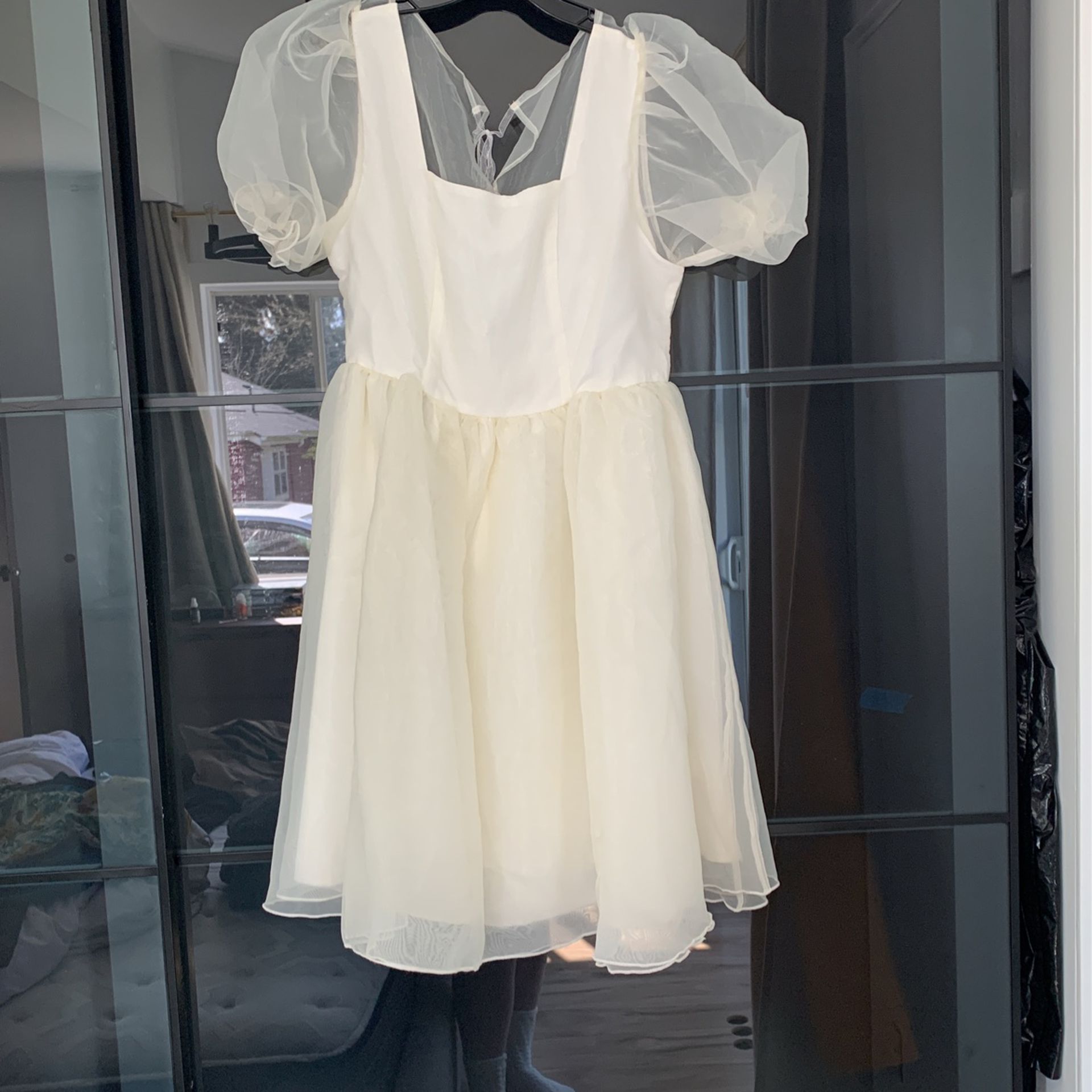 Cream White Puffy Dress