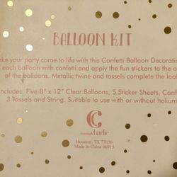 Bride Balloon Kit (bachelorette / wedding) - includes: Five 8” x 12” Clear Balloons, 5 Sticker Sheets, Confetti, 3 Tassels and String. - $5