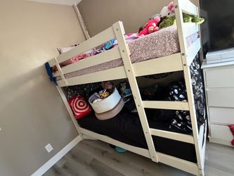 White Wood Twin Bunk Bed Frame OBO
