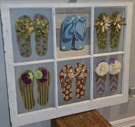 Handpainted Vintage Window Flip Flop Art 🎨 