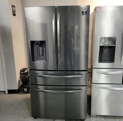Samsung 4‑Door French Door Fridge – Black Stainless, Ice/Water