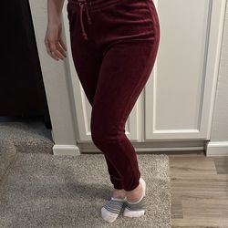 Love Tree Burgundy Velour Joggers S
