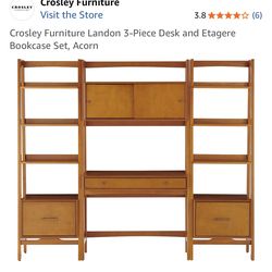 Mid century modern desk and etagere bookcase with file cabinets