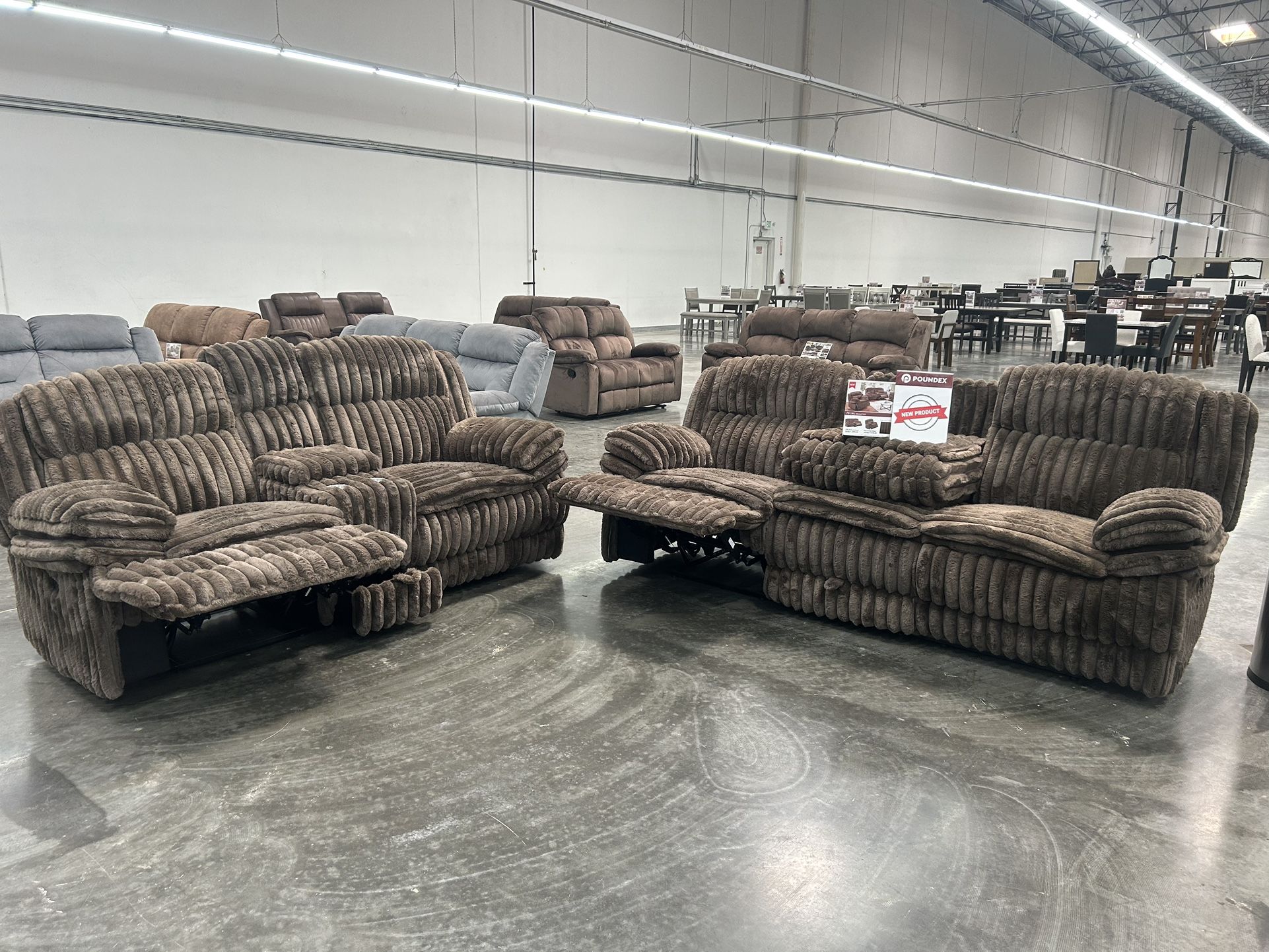 Brand New Comfy Plush Reclining Corduroy Sofa Loveseat