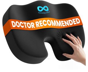 Everlasting Comfort Doctor Recommended Memory Foam Seat Cushion for Office Chairs & Car (Black, Large)