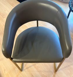 Modani Luxury Dining Chair (grey/gold, sport leather)