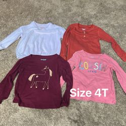 Toddler Girl Long Sleeve Shirt Bundle Size 4T