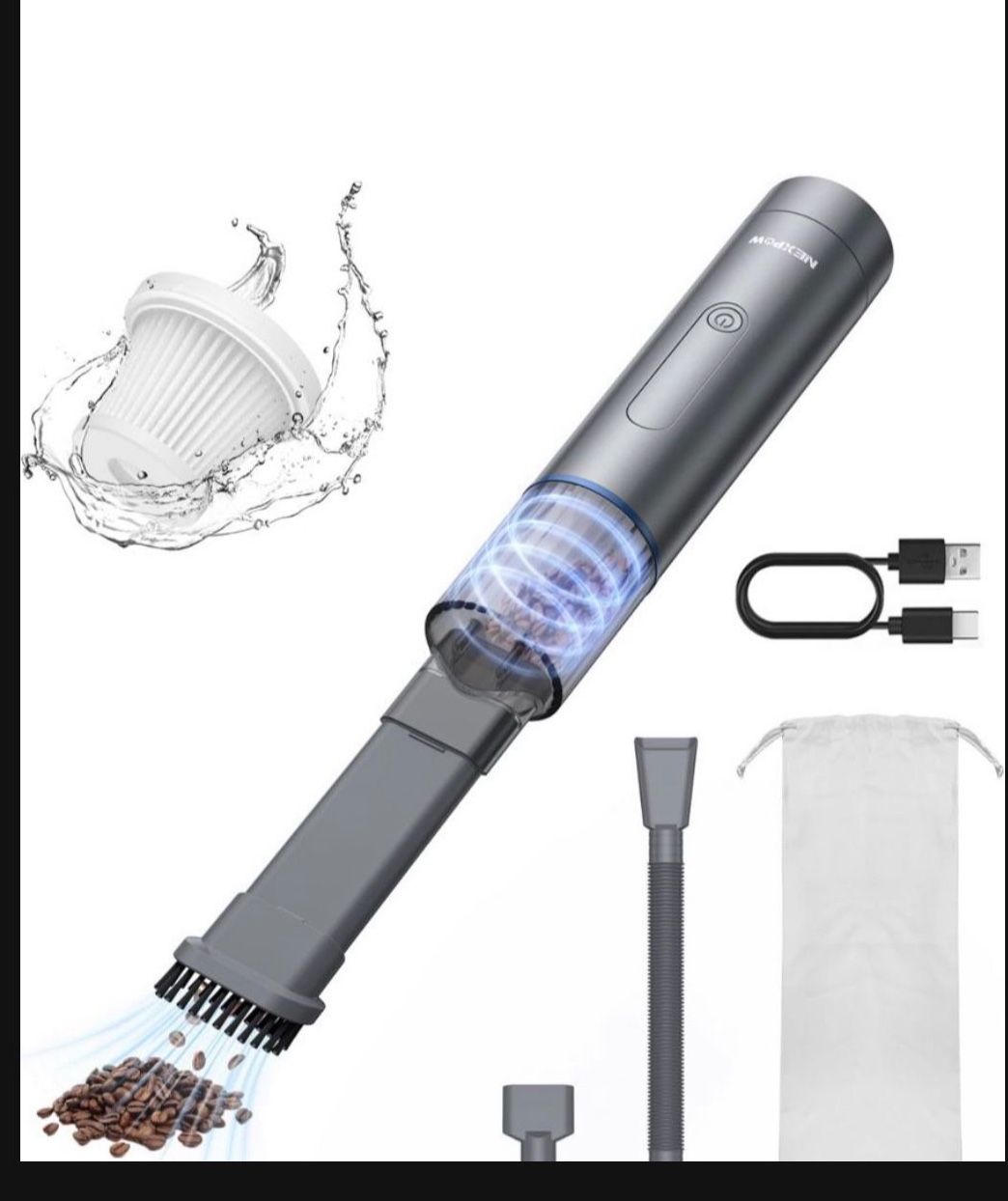 Car Handheld Cordless Vacuum, Portable Cleaner with 7000PA, Mini Household Vacuum with 7500 mAh Battery, 1.58Lbs Compact Electric Hand Vacuum with 3 N