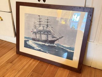Framed Clipper Ship Nautical Print, 18"H x 24"W