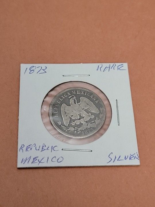 MEXICO Republic 1873 One Peso Silver Coin