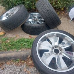 24inch bolt Universal Lug Wheels 3good Tires One Bad All Center Caps 