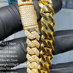Gold plated Moissanite cuban link chain