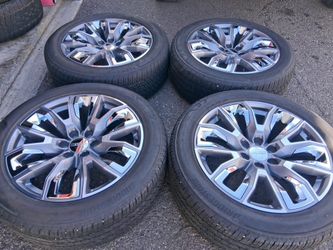 2025 OEM ORIGINAL TAKEOFFS GMC SIERRA DENALI ULTIMATE 22 INCH HAVE TPMS SENSORS TIRES BRIDGESTONE 90 % $ 1950 