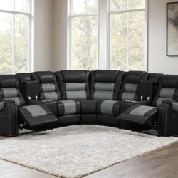 Jordan2 Reclining Sectional Black 🔥💙😍