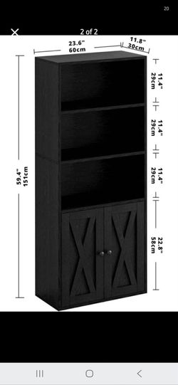 Black Bookcase with Cabinet Doors
