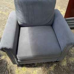 Comfortable Formal Chair - Darker Blue / Gray